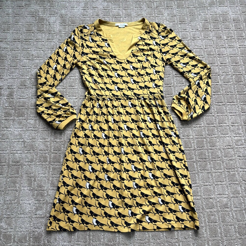 Boden Yellow and Black Long Sleeve Dress